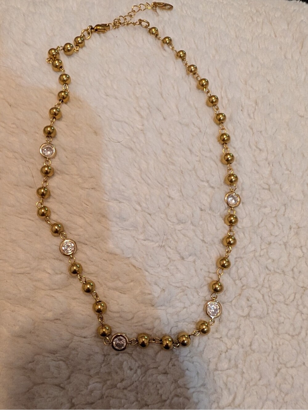 Gold Tone ball Chain station necklace